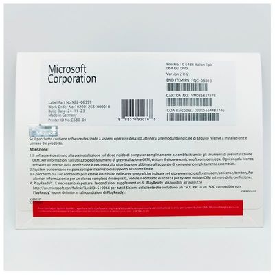 Microsoft Windows 10 OEM 64 bit İtalyanca DVD Sürümü