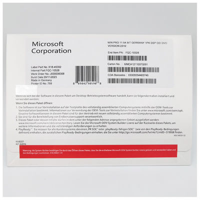 Resmi Microsoft Windows 11 Pro Alman DVD OEM Sistem Oluşturucu Profesyonel Kullanım için 64 Bit Lisansı