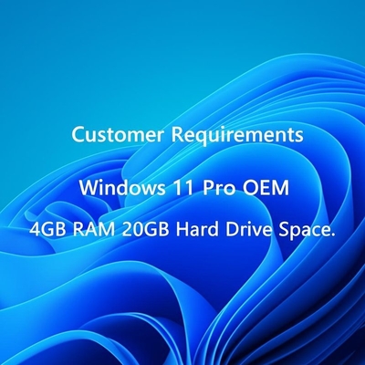 Müşteri Gereksinimleri Windows 11 Pro OEM 4GB RAM 20GB Sabit Disk Alanı