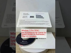Windows 11 Pro OEM. Sistem Geliştiricileri ve İşletmeler için 64 bitlik önceden etkinleştirilmiş lisans. TPM 2.0 uyumlu.